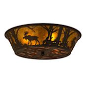 Meyda Tiffany Moose at Dawn 4 Light 22" Wide Flush Mount Ceiling Fixture Oil Rubbed Bronze