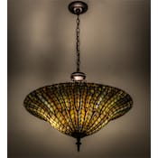 Meyda Tiffany Tiffany Lotus Leaf 3 Light 24" Wide Pendant Mahogany Bronze