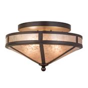 Meyda Tiffany Craftsman Prime 2 Light 16" Wide Semi-Flush Ceiling Fixture with Silver Mica Shade - Cafe-Noir Finish Cafe-Noir