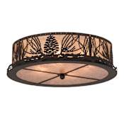 Meyda Tiffany Mountain Pine 4 Light 22" Wide Semi-Flush Drum Ceiling Fixture - Oil Rubbed Bronze Finish Oil Rubbed Bronze