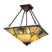 Meyda Tiffany Pinecone Ridge 4 Light 24" Wide Semi-Flush Ceiling Fixture Mahogany Bronze