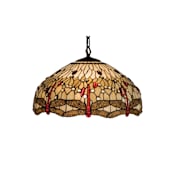 Meyda Tiffany 22" W Tiffany Hanginghead Dragonfly Pendant Beige Flame