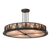 Meyda Tiffany Mountain Pine 4 Light 36" Wide Semi-Flush Drum Ceiling Fixture - Oil Rubbed Bronze Finish Oil Rubbed Bronze