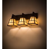 Meyda Tiffany T Mission 3 Light 24" Wide Vanity Light with Shades Cafe Noir