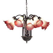 Meyda Tiffany Seafoam/Cranberry Tiffany 12 Light 24" Wide Chandelier Mahogany Bronze