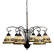 Meyda Tiffany Tiffany Roman 6 Light 31" Wide Chandelier with Tiffany Glass Shade Mahogany Bronze