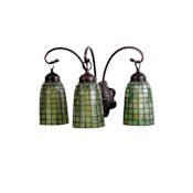 Meyda Tiffany Terra Verde 3 Light 18" Wide Bathroom Vanity Light with Tiffany Glass Shade Mahogany Bronze / Green