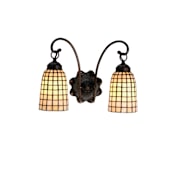 Meyda Tiffany Terra Bone 2 Light 14-1/2" Wide Bathroom Vanity Light with Tiffany Glass Shade Mahogany Bronze / Beige