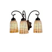 Meyda Tiffany Terra Bone 3 Light 18" Wide Bathroom Vanity Light with Tiffany Glass Shade Mahogany Bronze / Beige