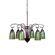 Meyda Tiffany Terra Verde 6 Light 27-1/2" Wide Chandelier with Tiffany Glass Shade Mahogany Bronze / Green