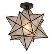 Meyda Tiffany Moravian Star 18" Wide Semi-Flush Ceiling Fixture - Craftsman Brown Finish Craftsman Brown