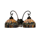 Meyda Tiffany Tiffany Candice 2 Light 18" Wide Bathroom Vanity Light with Tiffany Glass Shade Mahogany Bronze
