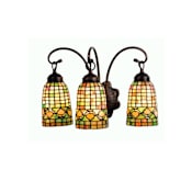 Meyda Tiffany Acorns 3 Light 18" Wide Bathroom Vanity Light with Tiffany Glass Shade Mahogany Bronze