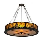 Meyda Tiffany Mountain Pine 8 Light 30" Wide Semi-Flush Drum Ceiling Fixture - Antique Copper Finish Antique Copper