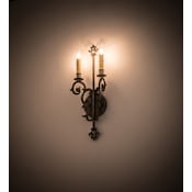 Meyda Tiffany Aneila 2 Light 20" Tall Wall Sconce with Faux Candles French Bronze