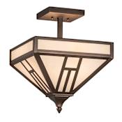 Meyda Tiffany H Mission 4 Light 19" Wide Semi-Flush Ceiling Fixture - Mahogany Bronze Finish Mahogany Bronze