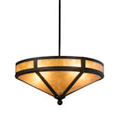 Meyda Tiffany Craftsman Prime 2 Light 16" Wide Pendant with Amber Mica Shade - Oil Rubbed Bronze Finish Oil Rubbed Bronze