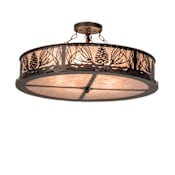 Meyda Tiffany Mountain Pine 8 Light 30" Wide Semi-Flush Drum Ceiling Fixture - Mahogany Bronze Finish Mahogany Bronze