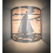 Meyda Tiffany Sailboat 2 Light 12" Tall Wall Sconce with Shade Nickel