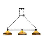 Meyda Tiffany Top Ridge 3 Light 62" Wide Linear Chandelier with Tiffany Glass Shade Timeless Bronze