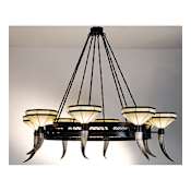 Meyda Tiffany Top Ridge 8 Light 72" Wide Chandelier with Cream Glass Shade Timeless Bronze