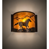 Meyda Tiffany Running Horses 10" Tall Wall Sconce Dark Burnished Antique Copper