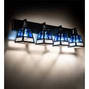 Meyda Tiffany T Mission 4 Light 36" Wide Vanity Light with Shades Craftsman Brown