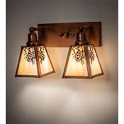 Meyda Tiffany Winter Pine 2 Light 17" Wide Vanity Light with Shades Vintage Copper