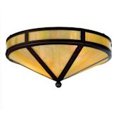 Meyda Tiffany Craftsman Prime 2 Light 16" Wide Flush Mount Ceiling Fixture with Yellow Glass Shade Café Noir