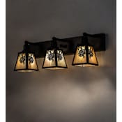 Meyda Tiffany Winter Pine 3 Light 28" Wide Hand Crafted Vanity Light with Shades Craftsman Brown