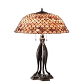 Meyda Tiffany Fishscale 3 Light 30" Tall Buffet Table Lamp Mahogany Bronze