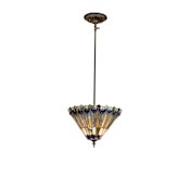 Meyda Tiffany 12" W Tiffany Jeweled Peacock Semi-Flushmount Ceiling Fixture Green / Blue Purple