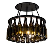 Meyda Tiffany Tuscan Vineyard 6 Light 26" Wide Semi-Flush Drum Ceiling Fixture Textured Black