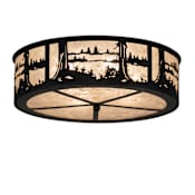 Meyda Tiffany Quiet Pond 2 Light 22" Wide Semi-Flush Drum Ceiling Fixture Textured Black