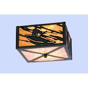 Meyda Tiffany White Water Kayak 2 Light 14-1/2" Wide Flush Mount Ceiling Fixture with Brown Glass Shade Timeless Bronze