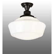 Meyda Tiffany Revival Schoolhouse 16" Wide Semi-Flush Ceiling Fixture - Black Patina Finish Black Patina