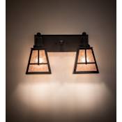 Meyda Tiffany T Mission 2 Light 17" Wide Hand Crafted Vanity Light with Shades Costello Black / Rubbed Iron