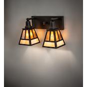 Meyda Tiffany T Mission 2 Light 17" Wide Hand Crafted Vanity Light Oil Rubbed Bronze