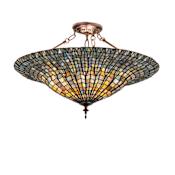 Meyda Tiffany Tiffany Lotus Leaf 3 Light 25" Wide Semi-Flush Bowl Ceiling Fixture Mahogany Bronze