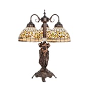 Meyda Tiffany Tiffany Turning Leaf 3 Light 23" Tall Buffet Table Lamp Mahogany Bronze