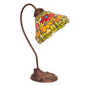 Meyda Tiffany Tiffany Poinsettia 18" Tall Gooseneck Table Lamp Mahogany Bronze
