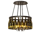 Meyda Tiffany Tuscan Vineyard 6 Light 36" Wide Semi-Flush Drum Ceiling Fixture Textured Black