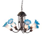 Meyda Tiffany Pink/Blue Tiffany 7 Light 24" Wide Chandelier Mahogany Bronze