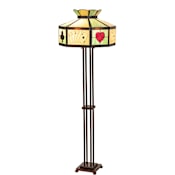Meyda Tiffany Poker Face 2 Light 64" Tall Buffet Floor Lamp Mahogany Bronze