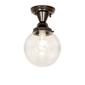 Meyda Tiffany Revival Schoolhouse 8" Wide Semi-Flush Globe Ceiling Fixture with Clear Glass Shade - Craftsman Brown Finish Craftsman Brown