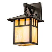 Meyda Tiffany Seneca 14" Tall Wall Sconce with Iridescent Glass Shade Craftsman Brown