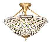 Meyda Tiffany Diamond and Jewel 4 Light 18" Wide Semi-Flush Ceiling Fixture Brushed Brass