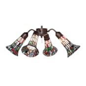 Meyda Tiffany Stained Glass Pond Lily 19" Wide 4 Light Ceiling Fan Light Kit with Colorful Glass Shades Mahogany Bronze