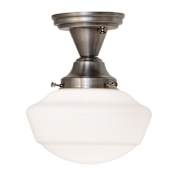 Meyda Tiffany Revival Schoolhouse 9" Wide Semi-Flush Ceiling Fixture - Antique Nickel Finish Antique Nickel