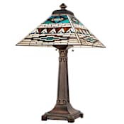 Meyda Tiffany Valencia Mission 2 Light 24" Tall Buffet Table Lamp Mahogany Bronze